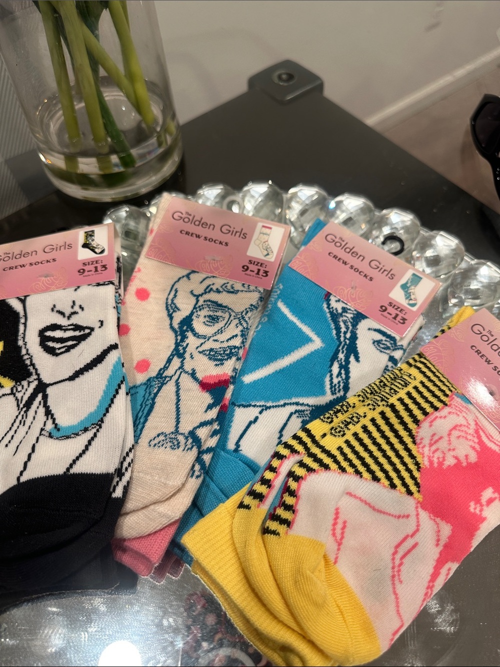 NWT Golden Girls Crew Socks 4 Pair Set Dorothy Rose Blanche Sophia TV Gift 90’s